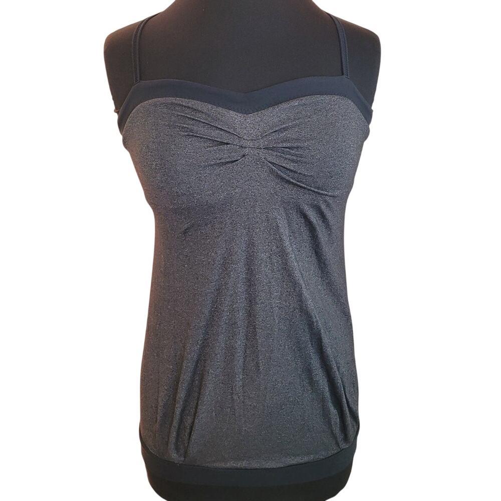 RARE VTG Lululemon Pure Focus Tank Black Swan Built In Bra Yoga Athleisure